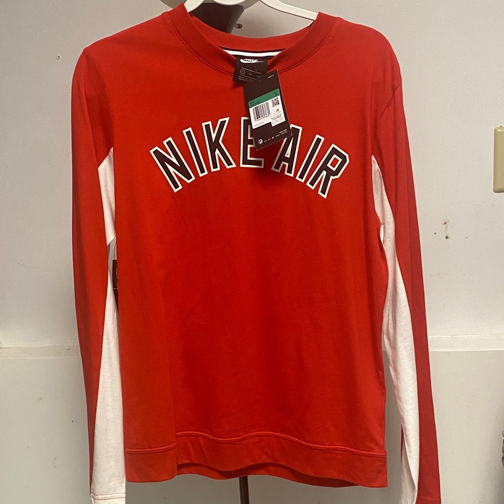 Nike Red and White Crew Neck Top